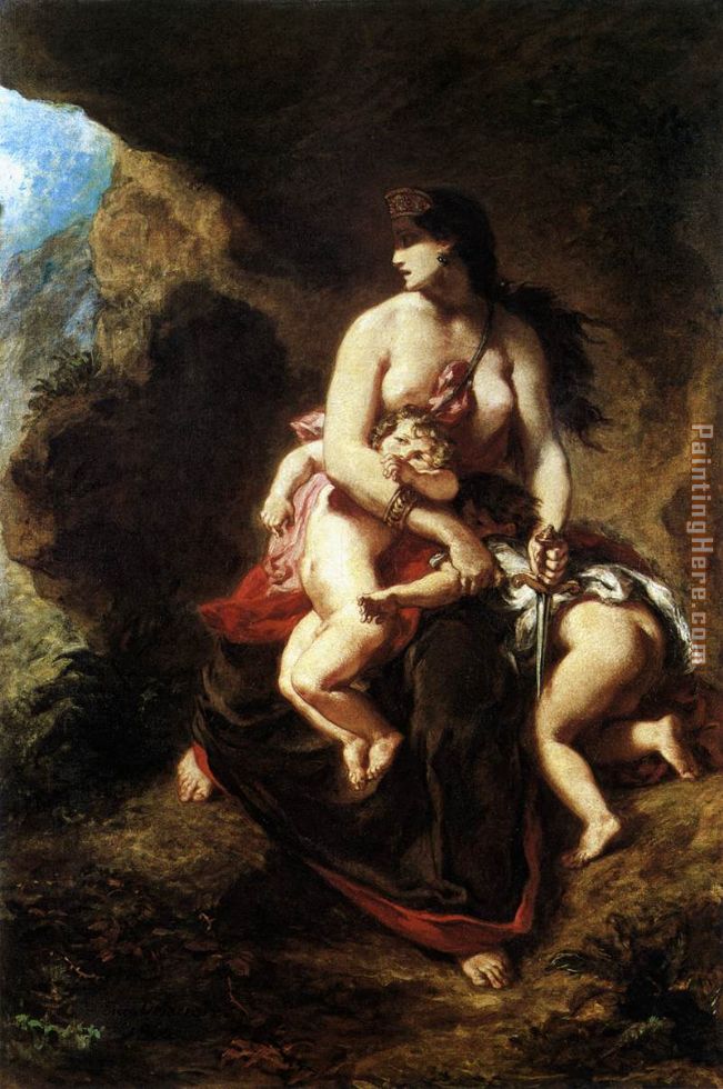 Medea about to Kill her Children painting - Eugene Delacroix Medea about to Kill her Children art painting